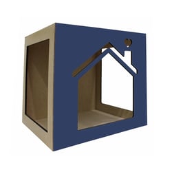Toca De Parede Hello Pet Casinha Azul Para Gatos
