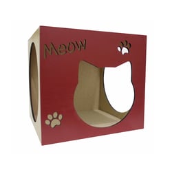 Toca De Parede Hello Pet Meow Vermelha Para Gatos