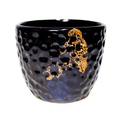 Vaso Atlanta Cerâmica Preta Tamanho P Para Jardim