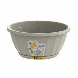 Vaso Cachepot Cuia Uninjet Com Prato - Palha - Tamanho 22