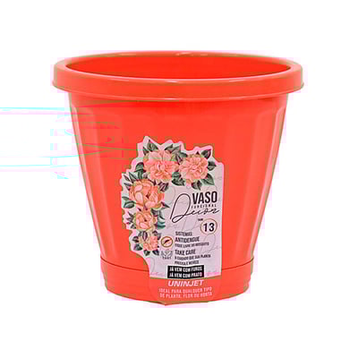 Vaso Com Prato Uninjet Coral - Tamanho 13