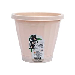 Vaso Com Prato Uninjet Palha Tamanho 17 Para Jardim