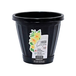 Vaso Com Prato Uninjet Preto Tamanho 13 Para Jardim