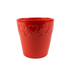 Vaso De Cerâmica Hearts Senegal Vermelho 14X14Cm - 1 Unidade