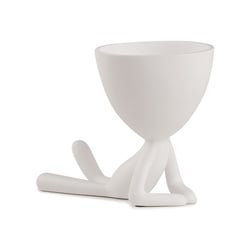 Vaso Decorativo Mart Bob Branco Em Poliresina - 9,5X13Cm Para Jardim