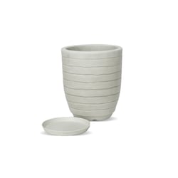 Vaso Decorativo Vasart Relevo Branco - Para Jardim - 24 Centímetros