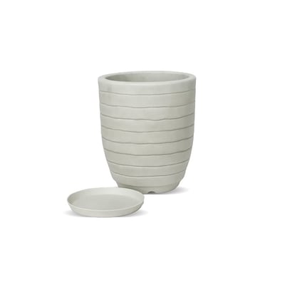 Vaso Decorativo Vasart Relevo Branco - Para Jardim - 24 Centímetros
