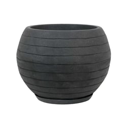 Vaso Esfera Relevo Vasart 30Cm Preto Para Jardim - 30 Centímetros