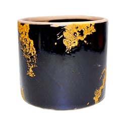 Vaso Floral Atlanta Preto Cerâmica Tamanho M Para Jardim