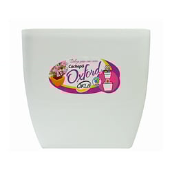 Vaso Okla Oxford Quadrado Branco - 1,2Ml Para Jardim - 1,2 Mililitros