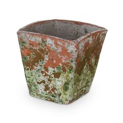 Vaso Quadrado Atlanta Verde - Terracota Envelhecida Para Jardim