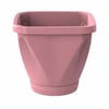 Vaso Quadrado Uninjet 22Cm Com Prato Rosa Para Jardim - Tamanho 22