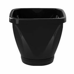 Vaso Quadrado Uninjet Preto 17Cm Com Prato - Tamanho 17