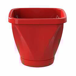 Vaso Quadrado Uninjet Vermelho Com Prato - Tamanho 17