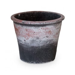 Vaso Redondo Atlanta Terracota - Bege E Cinza Para Jardim