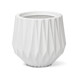 Vaso Redondo Terraza Origami Branco - 22Cm Para Jardim