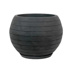 Vaso Relevo Esfera Vasart 44Cm Preto Para Jardim - 44 Centímetros