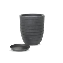 Vaso Relevo Vasart 24Cm Antique Preto Para Jardim - 24 Centímetros
