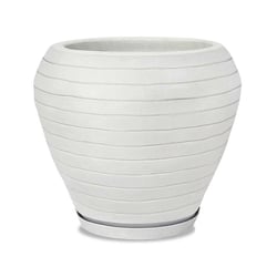 Vaso Relevo Vasart Bojudo Branco 34X40Cm Para Jardim