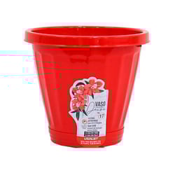 Vaso Uninjet Com Prato Vermelho - Tamanho 17 Para Jardim