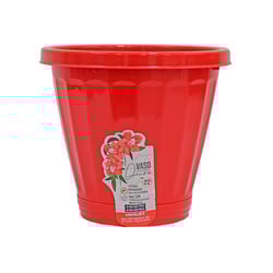 Vaso Vermelho Uninjet Com Prato - Tamanho 22 Para Jardim