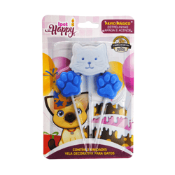 Vela Decorativa Ipet Para Gatos - Azul 3 Unidades