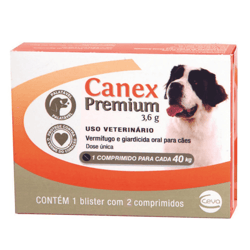 Vermífugo Canex Premium 3,6G Para Cães Até 40Kg - 2 Comprimidos