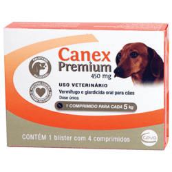 Vermífugo Canex Premium 450Mg Para Cães Até 5Kg - 4 Comprimidos