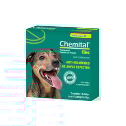 Vermífugo Chemital Para Cães Adultos - 4 Comprimidos