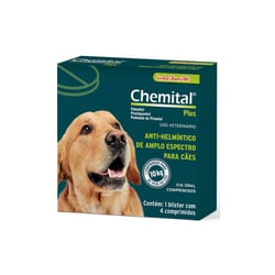 Vermífugo Chemital Plus Para Cães - 4 Comprimidos
