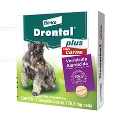 Vermífugo Drontal Plus Para Cães Até 10Kg Sabor Carne - 2 Comprimidos