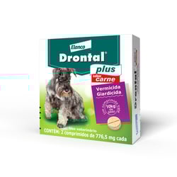 Vermífugo Drontal Plus Sabor Carne Para Cães Até 10Kg - 4 Comprimidos - 2 Comprimidos