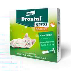 Vermífugo Drontal Spot On Para Gatos De 0,5Kg A 2,5Kg - 1 Bisnaga - 0,35 Mililitros