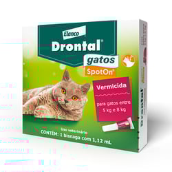 Vermífugo Drontal Spot On Para Gatos De 5Kg A 8Kg - 1 Bisnaga - 1,12 Mililitros
