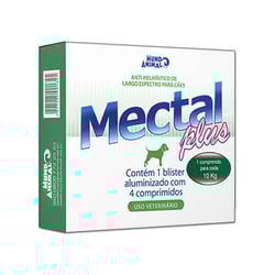 Vermífugo Mectal Plus Mundo Animal 660Mg Para Cães De 10Kg - 4 Comprimidos