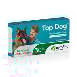 Vermífugo Ourofino Top Dog Para Cães 30Kg - 2 Comprimidos