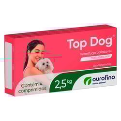 Vermífugo Ourofino Top Dog Para Cães De Até 2,5Kg - 4 Comprimidos