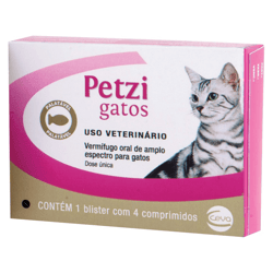 Vermífugo Petzi Gatos 600Mg - 4 Comprimidos