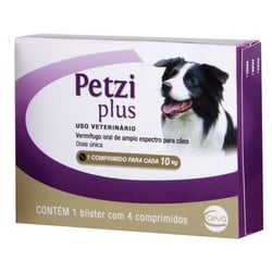 Vermífugo Petzi Plus 700Mg Ceva Para Cães De 5 A 10Kg - 4 Comprimidos