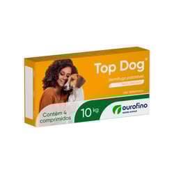 Vermífugo Top Dog Ourofino Para Cães 10Kg - 4 Comprimidos