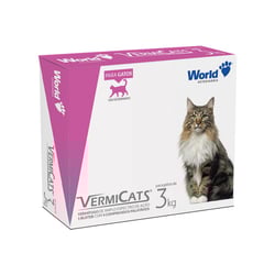 Vermífugo Vermicats Plus World 600Mg Para Gatos De 3Kg - 1 Comprimido