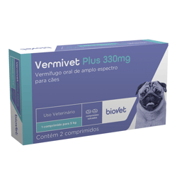 Vermífugo Vermivet Plus Biovet 330Mg Para Cães - 1 Comprimido