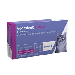 Vermífugo Vermivetgatos Biovet 300Mg - 1 Comprimido