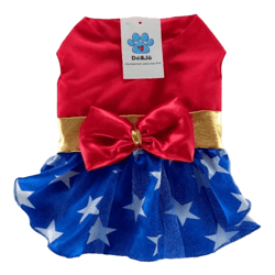 Vestido Mulher Maravilha Dé&Jô Tam.02 Para Cachorros