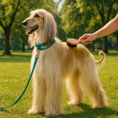 Cão Afghan Hound com pelagem e cuidados