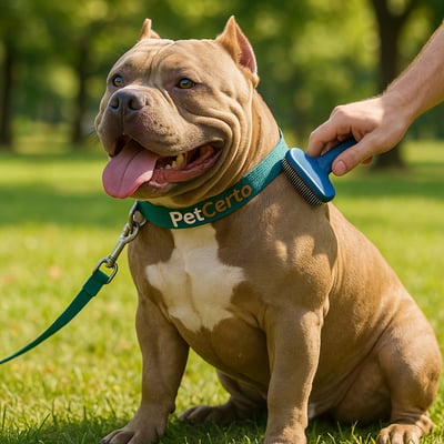 Cão American Bully com pelagem e cuidados
