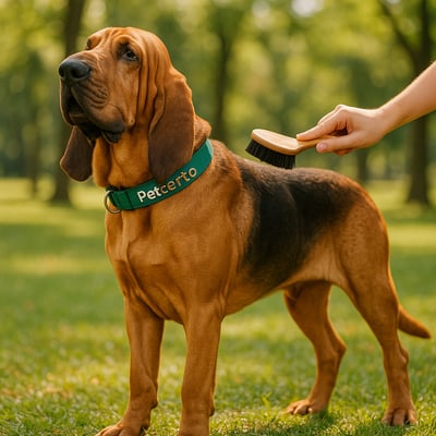 Cão Bloodhound com pelagem e cuidados
