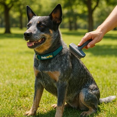 Cão Blue Heeler com pelagem e cuidados