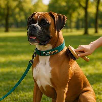 Cão Boxer com pelagem e cuidados