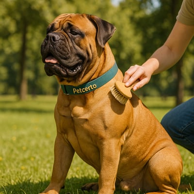Cão Bullmastiff com pelagem e cuidados